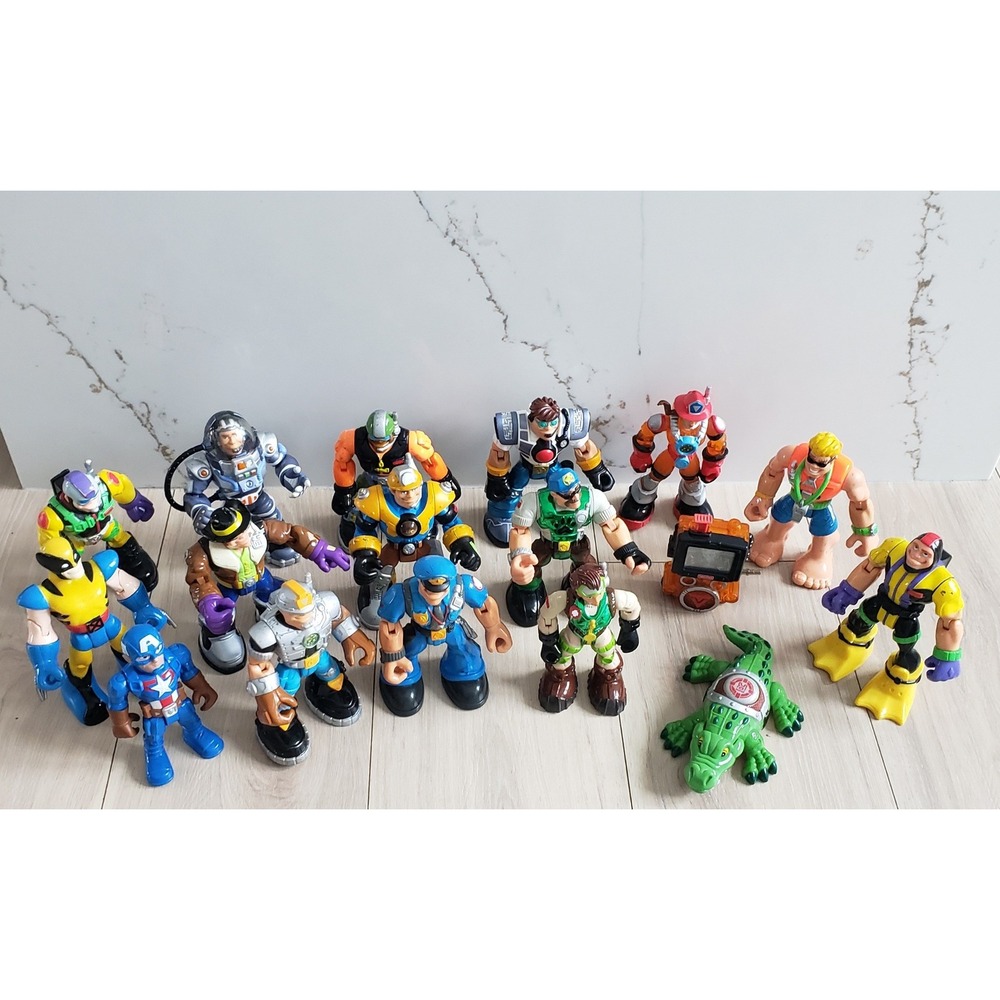 Fisher Price Rescue Heroes Action Figures Lot 16 Vtg Playskool Wildlife Marvel - Picture 3 of 7